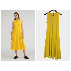 EVERLANE Womens Organic Cotton Small Dress Yellow  Waffle Tank Maxi Pullover